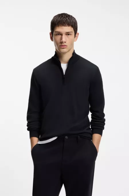 Merino-wool sweater with zip neck