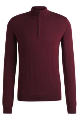 HUGO ZIP-NECK REGULAR-FIT SWEATER IN VIRGIN WOOL 