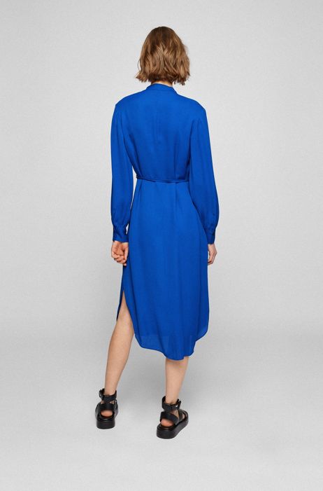 Robe avec encolure dégagée et ceinture à nouer BOSS by HUGO BOSS en coloris Bleu Femme Vêtements Robes Robes de jour et casual 