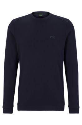 BOSS - Crew-neck sweatshirt in interlock cotton with curved logo