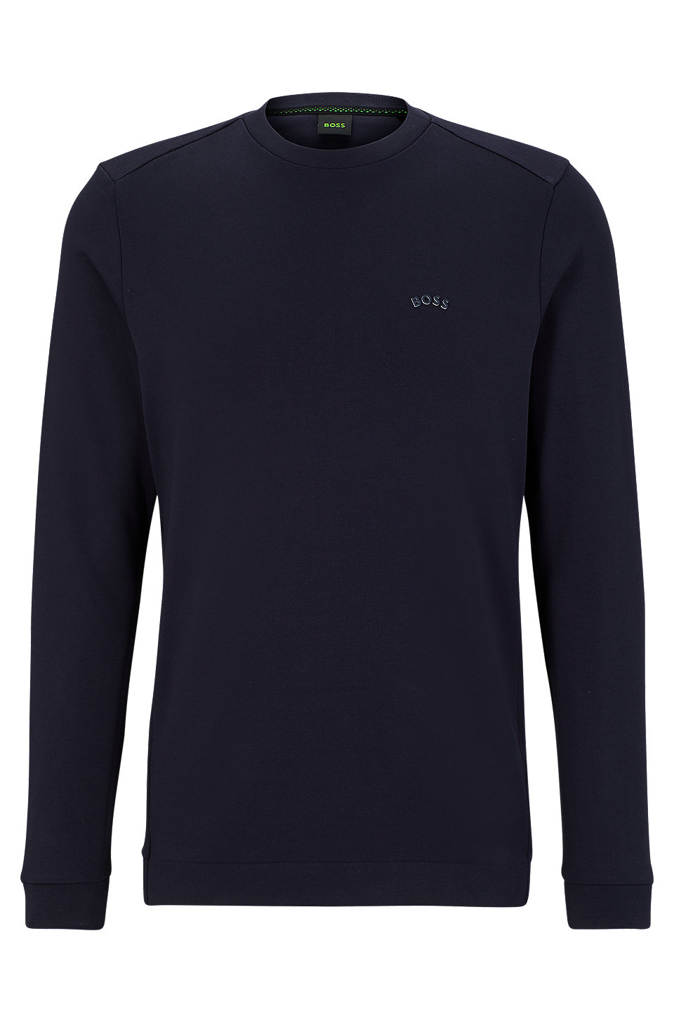 BOSS - Crew-neck sweatshirt in interlock cotton with curved logo