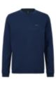 Crew-neck sweatshirt in interlock cotton with curved logo, Dark Blue