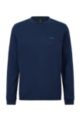 Crew-neck sweatshirt in interlock cotton with curved logo, Dark Blue
