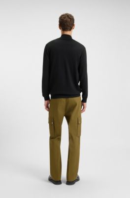 Zip-up regular-fit jacket in virgin wool, Black