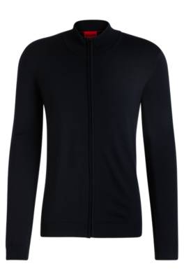 Hugo Boss Slim-fit Zip-up Knitted Jacket In Virgin Wool
