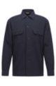Relaxed-fit overshirt in seersucker and soft interlining, Dark Blue