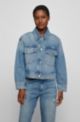 Relaxed-Fit Jacke aus blauem Stone-washed Denim, Blau