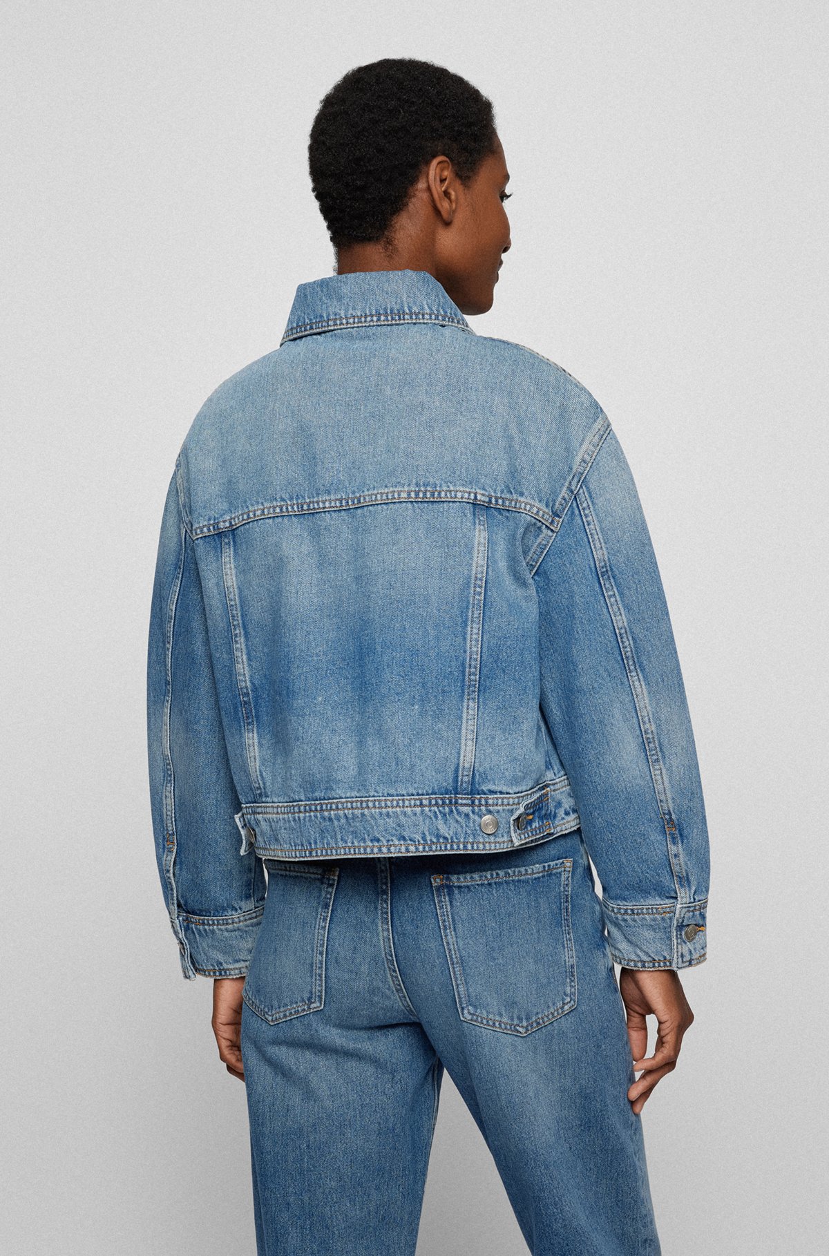 Relaxed-fit jacket in blue stone-washed denim, Blue