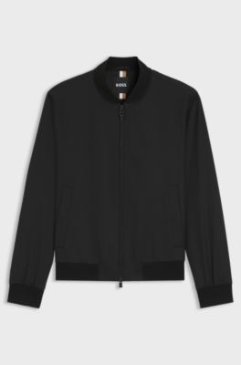 Zip-up jacket in virgin-wool serge, Black