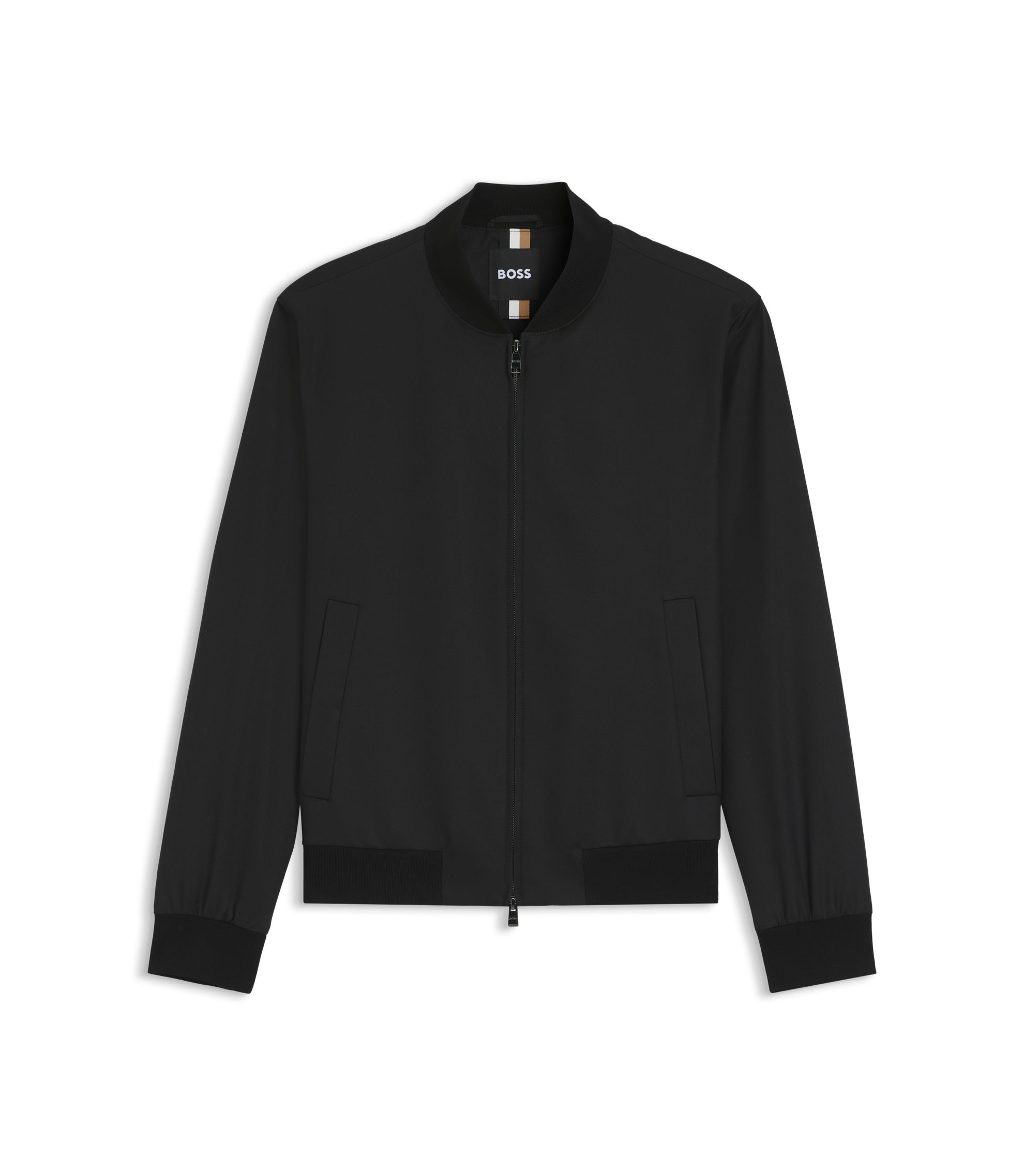 BOSS - Zip-up jacket in virgin-wool serge - Black