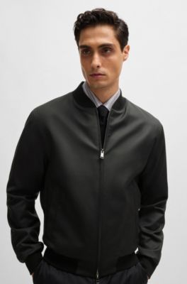 Zip-up jacket in virgin-wool serge, Black