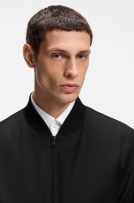 Zip-up jacket in virgin-wool serge, Black