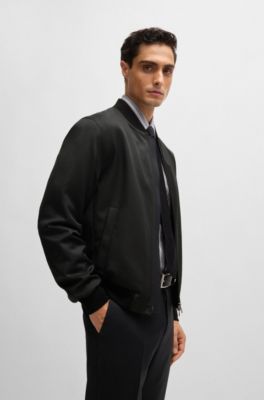 Zip-up jacket in virgin-wool serge, Black