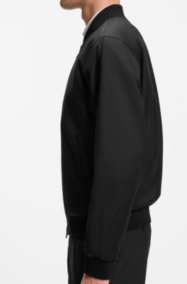 Zip-up jacket in virgin-wool serge, Black