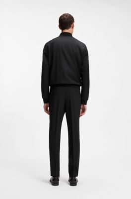 Zip-up jacket in virgin-wool serge, Black