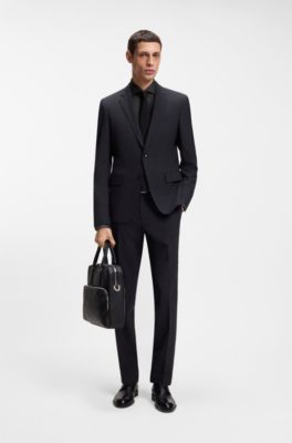 Regular-fit shirt in easy-iron stretch-cotton twill, Dark Grey