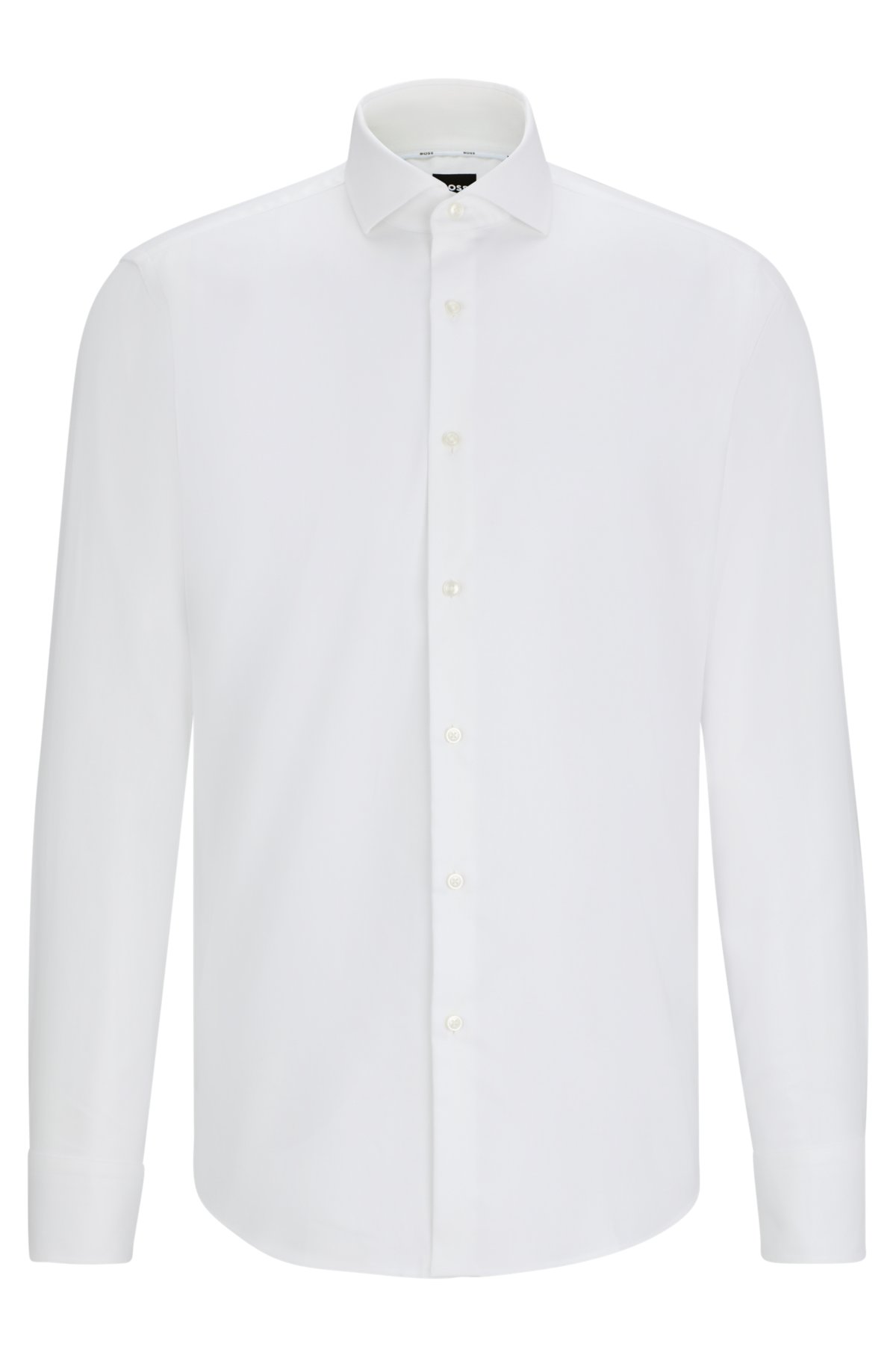 Regular-fit shirt in easy-iron stretch-cotton twill, White