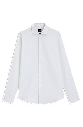 Regular-fit shirt in easy-iron stretch-cotton twill
