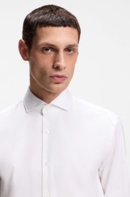 Chemise Regular Fit en twill de coton stretch facile &agrave; repasser, Blanc