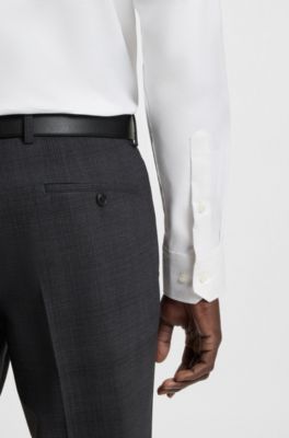 Regular-fit shirt in easy-iron stretch-cotton twill, White