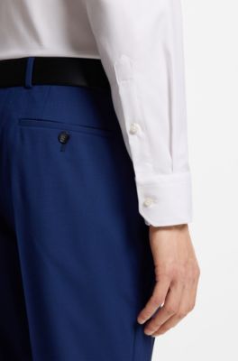 Regular-fit shirt in easy-iron stretch-cotton twill, White