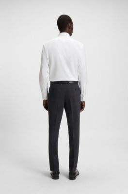 Regular-fit shirt in easy-iron stretch-cotton twill, White