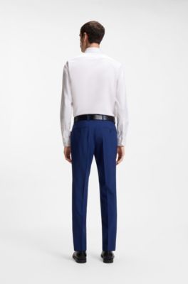 Regular-Fit Hemd aus elastischem Baumwoll-Twill mit b&uuml;gelleichtem Finish, Wei&szlig;