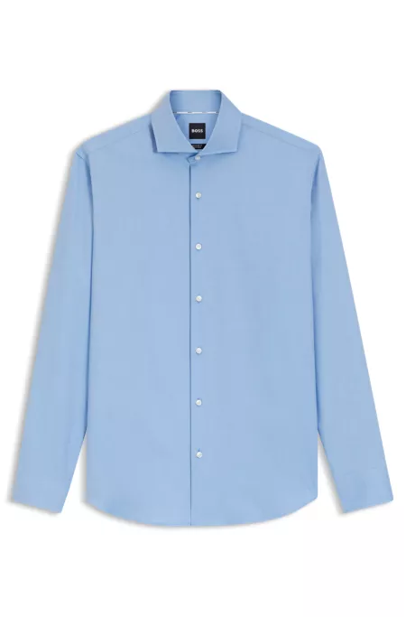 Regular-fit shirt in easy-iron stretch-cotton twill