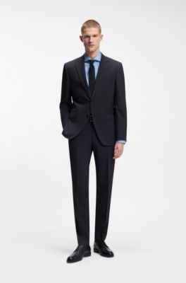 Regular-Fit Hemd aus elastischem Baumwoll-Twill mit b&uuml;gelleichtem Finish, Hellblau