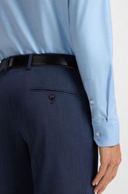 Regular-fit shirt in easy-iron stretch-cotton twill, Light Blue