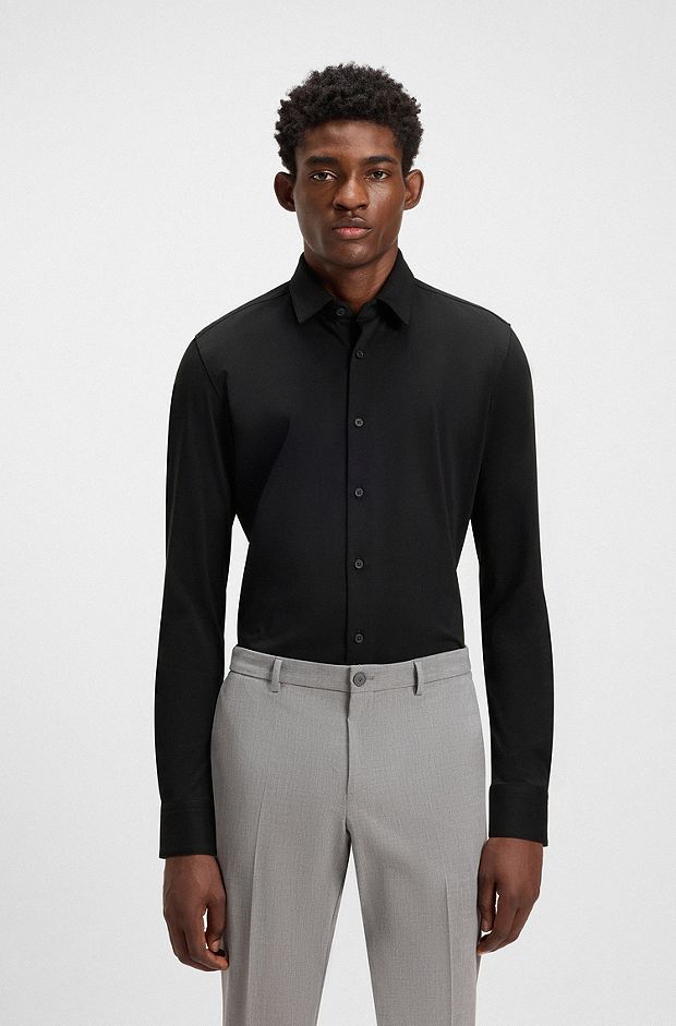 BOSS - Slim-fit shirt in performance-stretch cotton-blend BOSS - Slim-fit shirt in performance-stretch cotton-blend