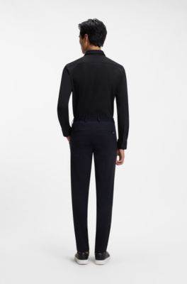 Slim-fit shirt in a performance-stretch cotton blend, Black