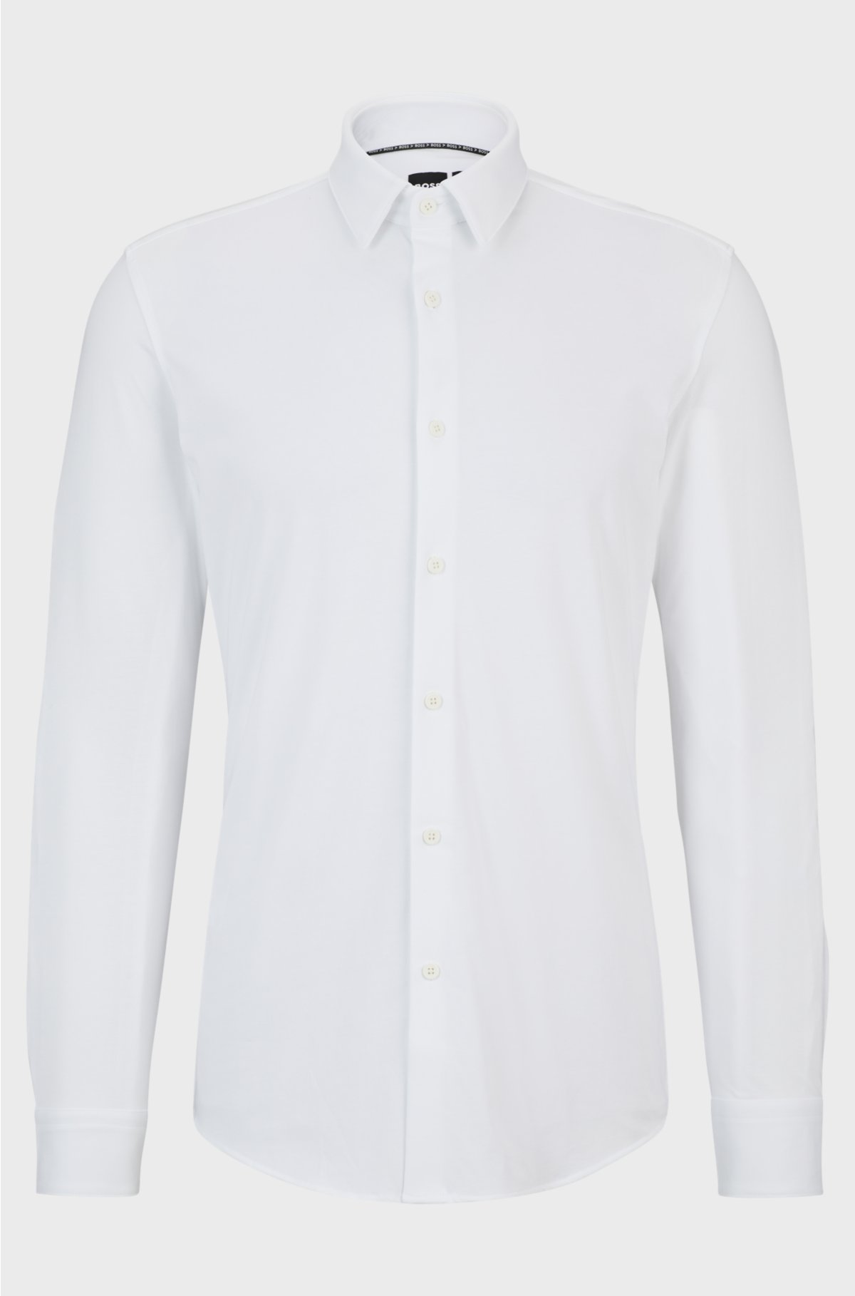 Slim-fit shirt in performance-stretch cotton-blend jersey, White