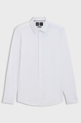 Slim-fit shirt in a performance-stretch cotton blend, White