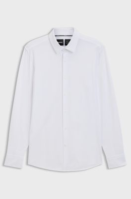 Slim-Fit Hemd aus Baumwoll-Mix mit Performance-Stretch, Wei&szlig;