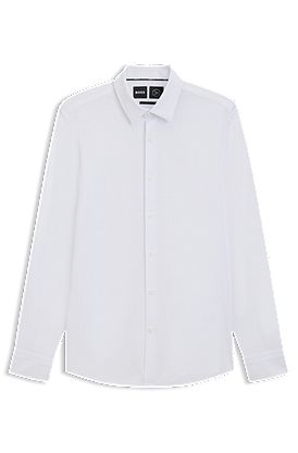 Slim-fit shirt in a performance-stretch cotton blend