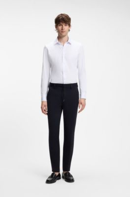Slim-fit shirt in a performance-stretch cotton blend, White