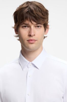 Slim-fit shirt in a performance-stretch cotton blend, White