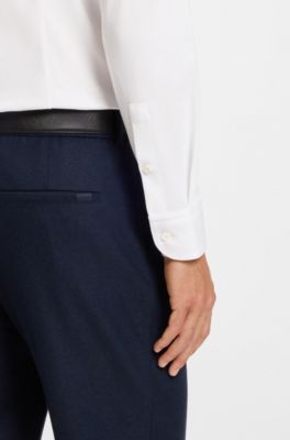 Slim-Fit Hemd aus Baumwoll-Mix mit Performance-Stretch, Wei&szlig;