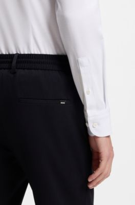 Slim-fit shirt in a performance-stretch cotton blend, White
