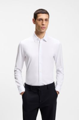 Slim-fit shirt in a performance-stretch cotton blend, White