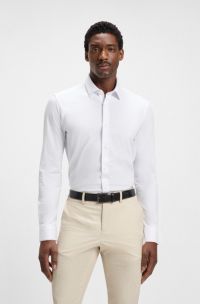 Slim-fit overhemd van een hoogwaardige katoenmix met stretch, Wit