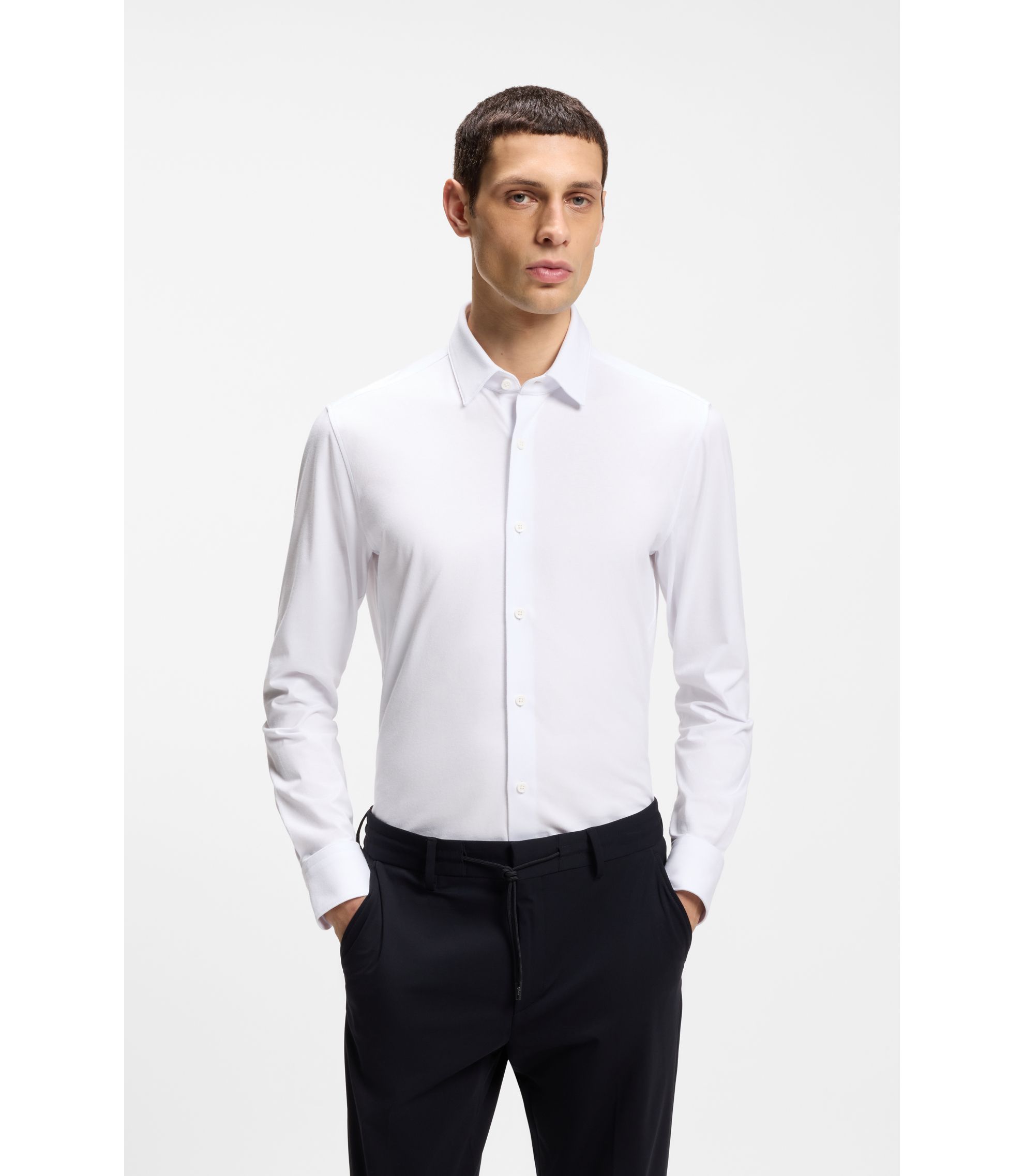 Slim-Fit Hemd aus Baumwoll-Mix mit Performance-Stretch