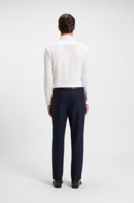 Slim-Fit Hemd aus Baumwoll-Mix mit Performance-Stretch, Wei&szlig;