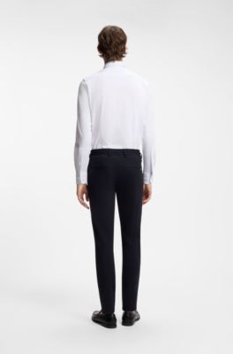 Slim fit-skjorta i bomullsblandning med performance stretch, Vit