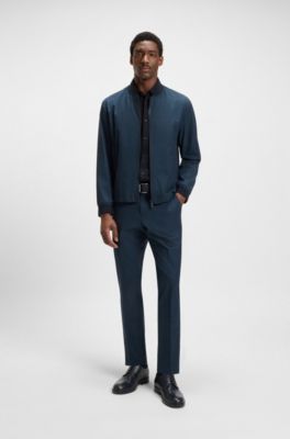 퍼포먼스 스트레치 코튼 블렌드 슬림 핏 셔츠, 다크 블루