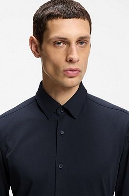 BOSS - Slim-fit shirt in performance-stretch cotton-blend jersey 