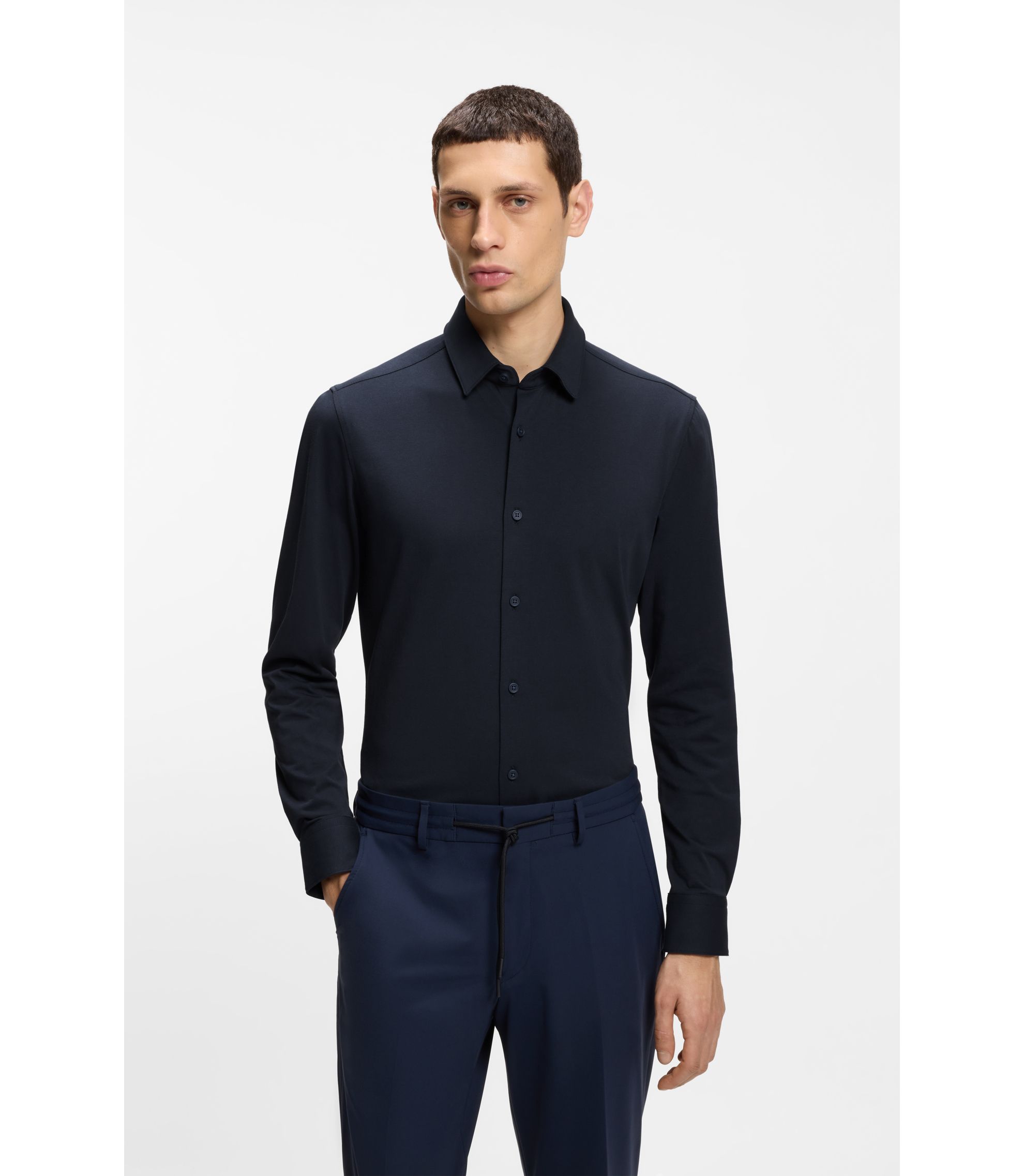 Slim-Fit Hemd aus Baumwoll-Mix mit Performance-Stretch