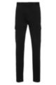 Slim-fit cargo trousers in cotton jersey, Black