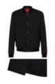 Tracksuit-inspired slim-fit suit in super-flex fabric, Black